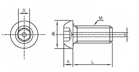 六角穴付きボタンボルト図