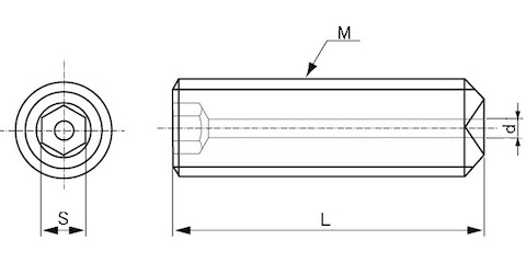六角穴付き止めネジ　クボミ先図